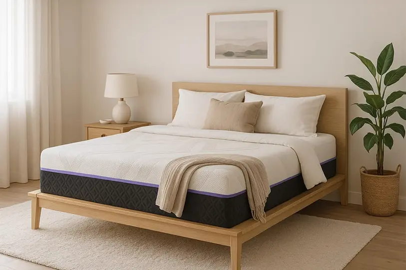 A mattress in a bright bedroom